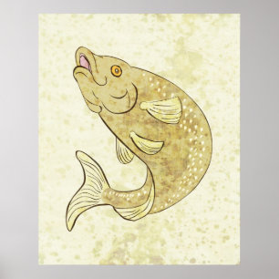 Poster de salto dos peixes da truta