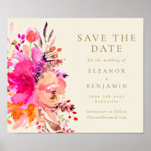 Poster de Salvamento de Casamento Elegante Floral