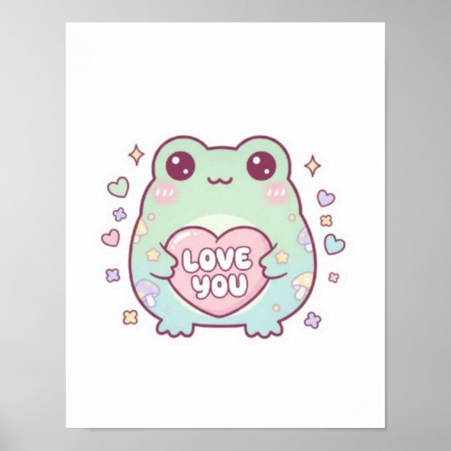 Poster de Sapo Amoroso Coração Estético Romântico (Frente)