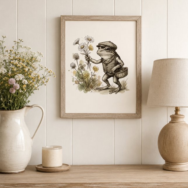 Poster de Sapo Caprichoso com Flores Silvestres em (Criador carregado)