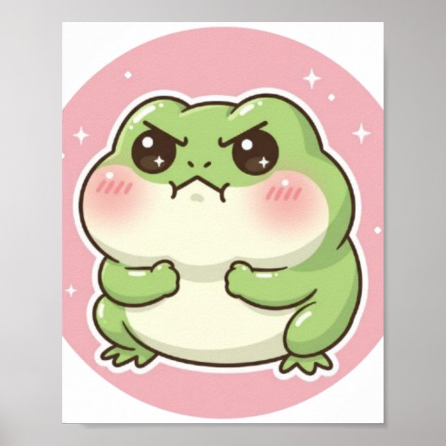 Poster de Sapo Enrubescido Fofo Kawaii Aesthetic  (Frente)