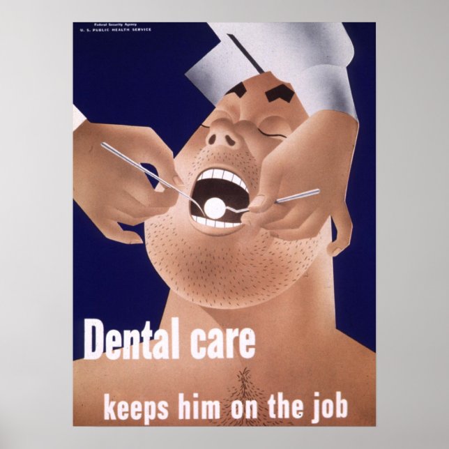 poster de Saúde Dental do Marinho Vintage 1942 (Frente)