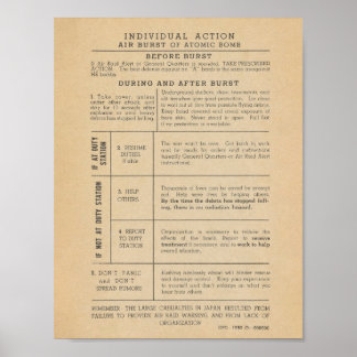 Poster de Segurança da Bomba Atômica Vintage 1950