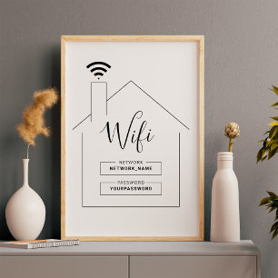 Poster de senha de rede wifi minimalista e moderna