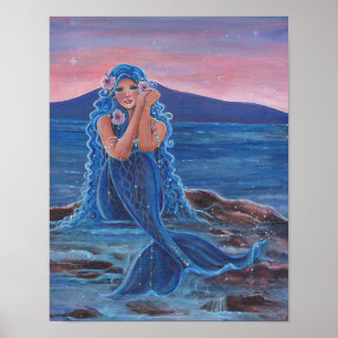 Poster de sereia azul de Daydreamer por Renee