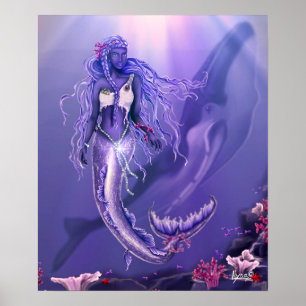 Poster de sereia do oceano roxo