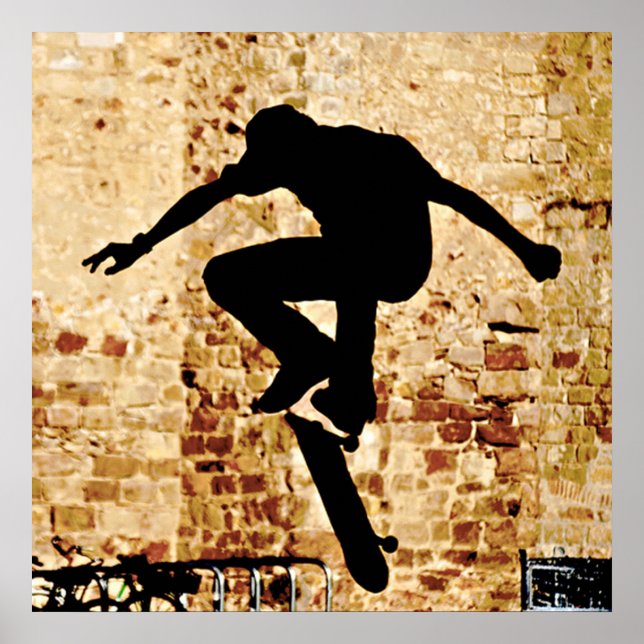 Poster de Silhouette do Skateboarder (Frente)