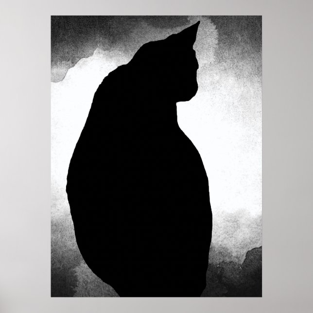 Poster de Silhouette Gato Preto (Frente)
