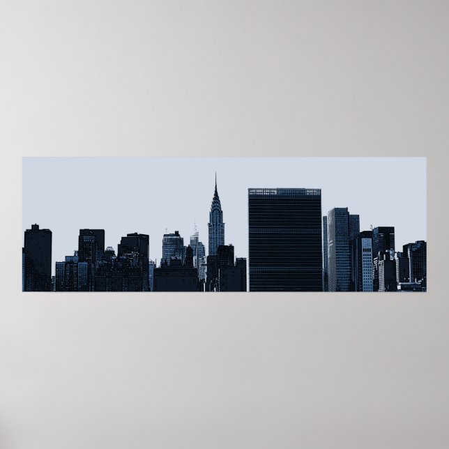 Poster de Silhouette Skyline de Nova York (Frente)