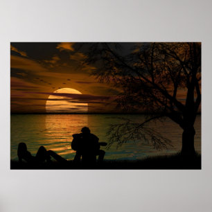 Poster de silhueta oceânica