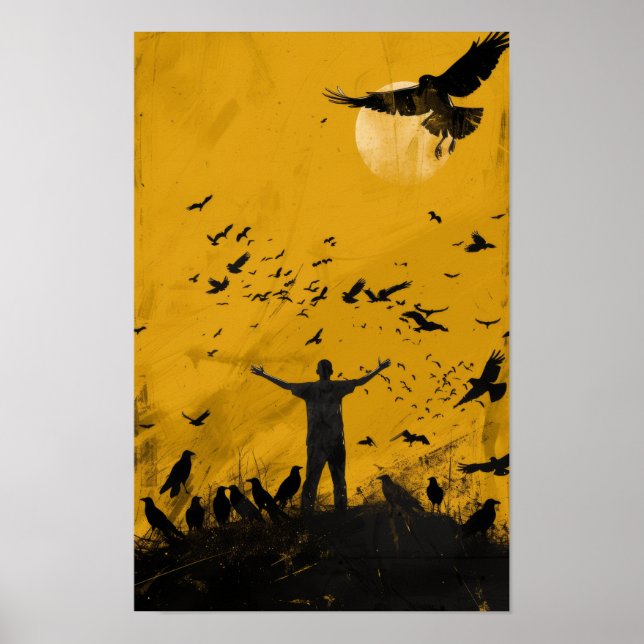 Poster de Silhueta Sunset ouro (Frente)