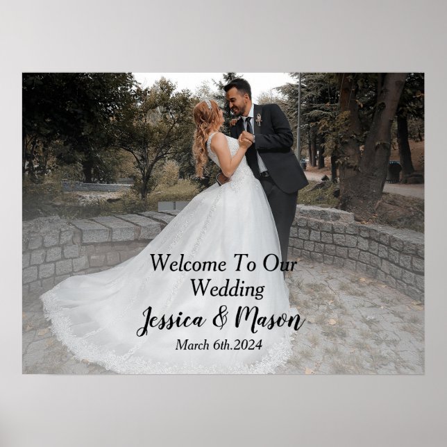Poster de sinal de boas-vindas de casamento com fo (Frente)