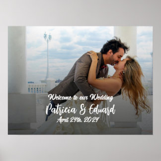 Poster de sinal de boas-vindas de casamento com fo