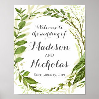 Poster de Sinal de Boas-vindas do Casamento Verde,
