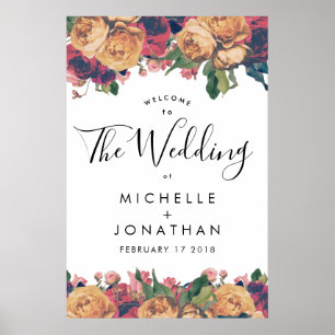 Poster de sinal de boas-vindas do Casamento vintag