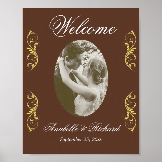 Poster de Sinal de Boas-vindas Elegante com Foto (Frente)
