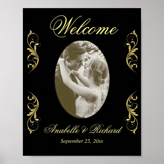 Poster de Sinal de Boas-vindas Elegante com Foto (Frente)