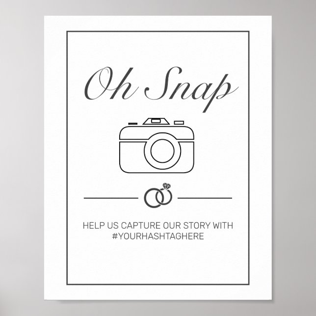 Poster De Sinal de Casamento Moderno Preto Branco Minimal (Frente)