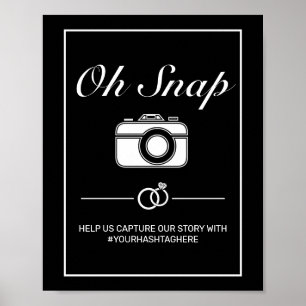 Poster De Sinal de Casamento Moderno Preto Branco Minimal
