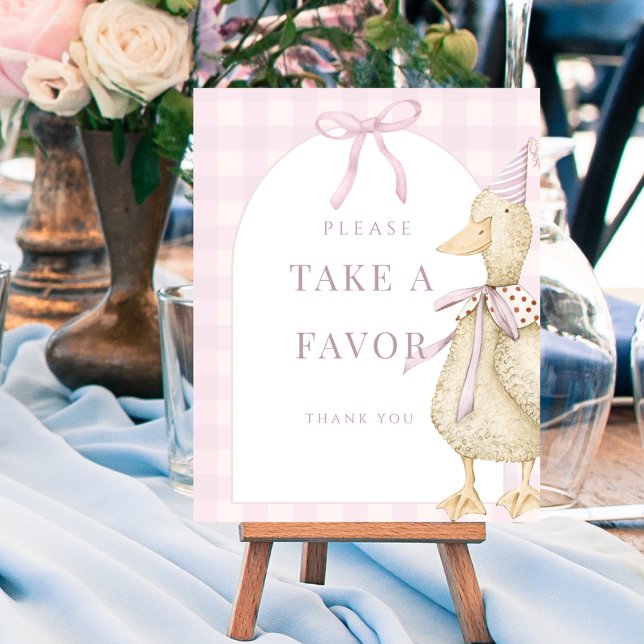 Poster de Sinal de Favorito do Ganso Rosa Um Bobo (Pink One Silly Goose Favor Sign Poster)