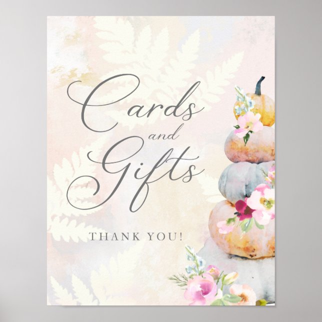 Poster de Sinal de Presente e Cartões de Abóbora (Frente)