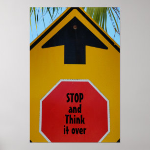 POSTER de Sinal de STOP e Seta Fotográfica