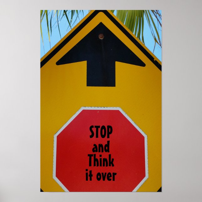 POSTER de Sinal de STOP e Seta Fotográfica (Frente)