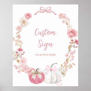 Poster de Sinal Personalizado de Abóbora Branco e