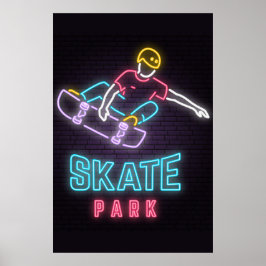 Poster de skatista neon para crianças