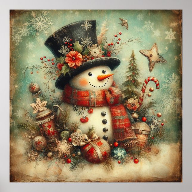 Poster de Snowman clássico de Natal (Frente)