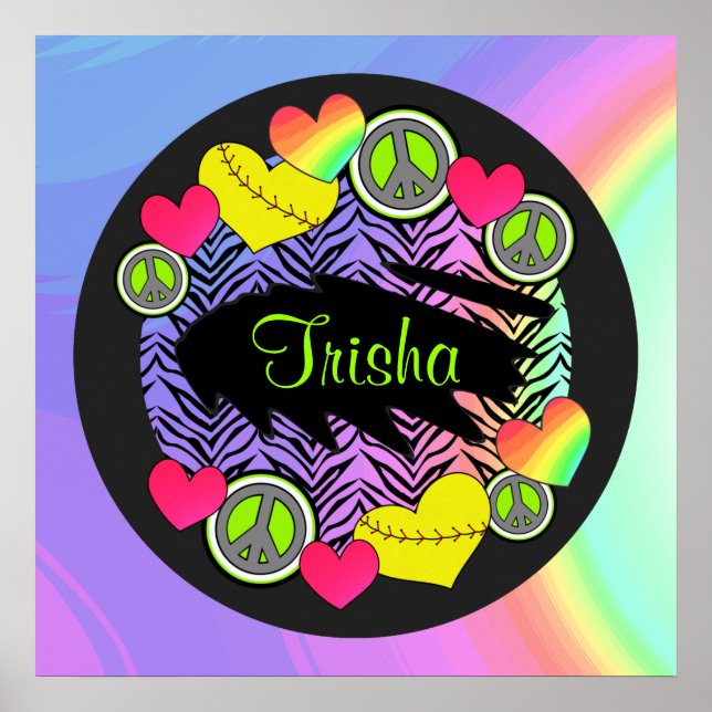 Poster de Softball do Peace Love (Frente)