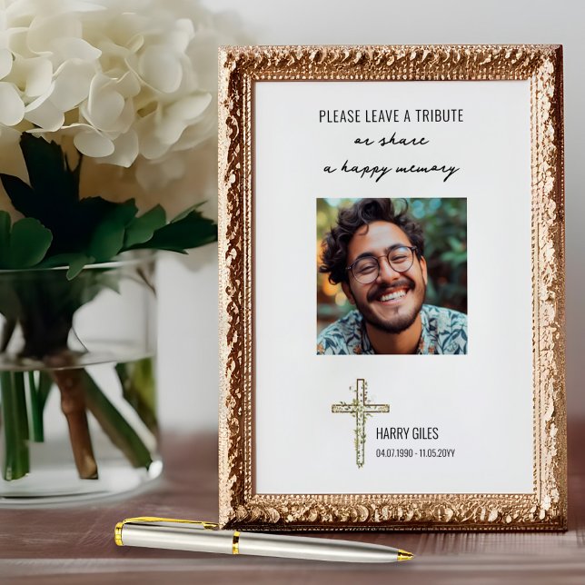 Poster de Solicitação de tributário do livro de me (Celebration of Life Memory Book tribute request sign by Darling & May)