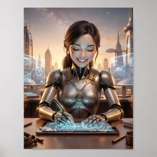 Poster de Sonho do Designer de Android Futurista