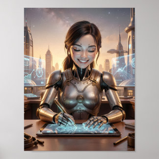 Poster de Sonho do Designer de Android Futurista