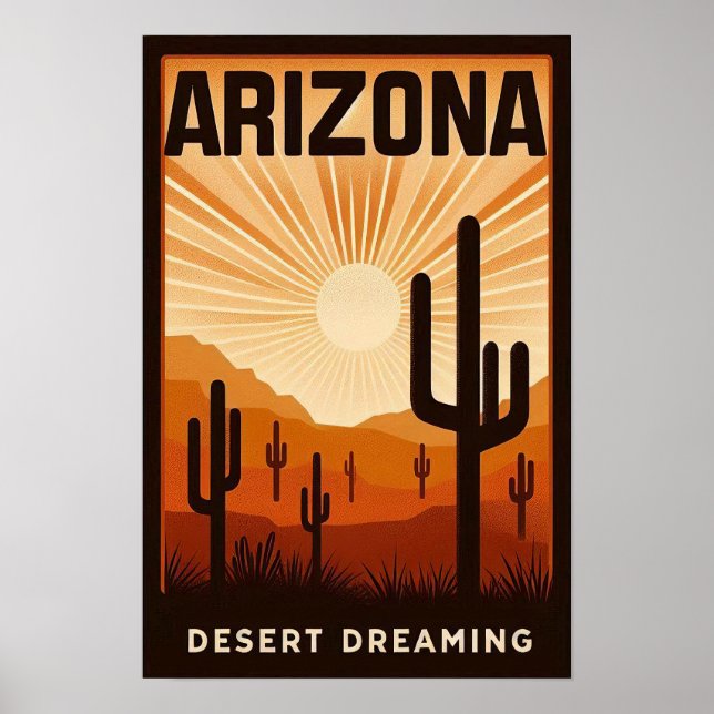 Poster de Sonhos do Deserto de Arizona Vintage (Frente)