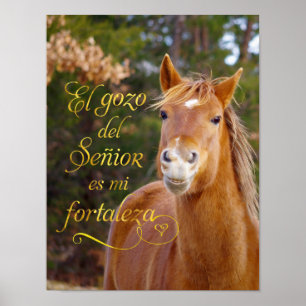 Poster de sorriso do cavalo do verso espanhol da