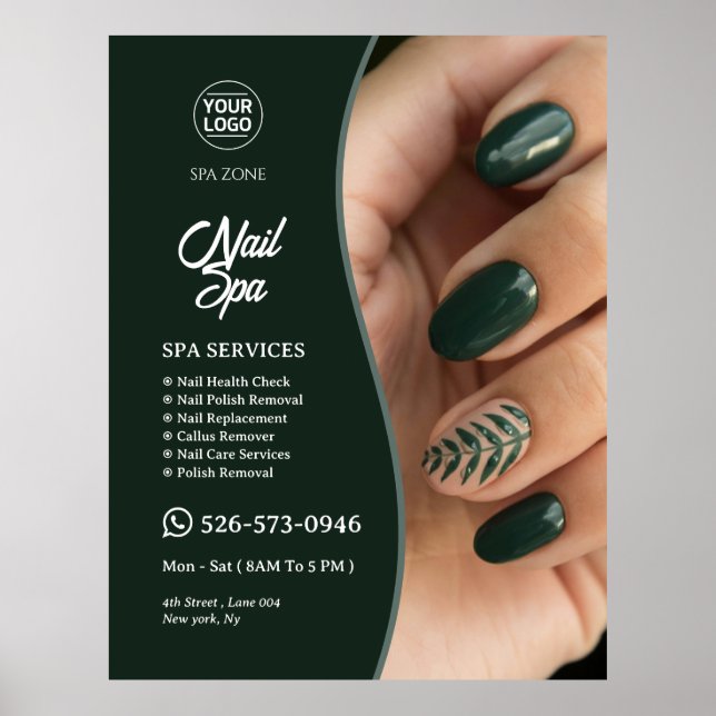 Poster de Spa Personalizada de Nail (Frente)