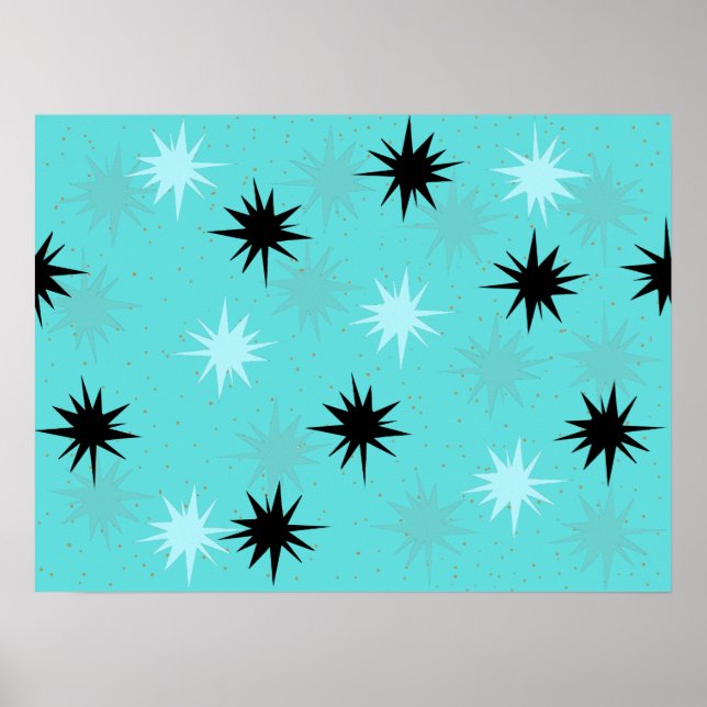 Poster de Starbursts de Turquesa Atômica (Frente)
