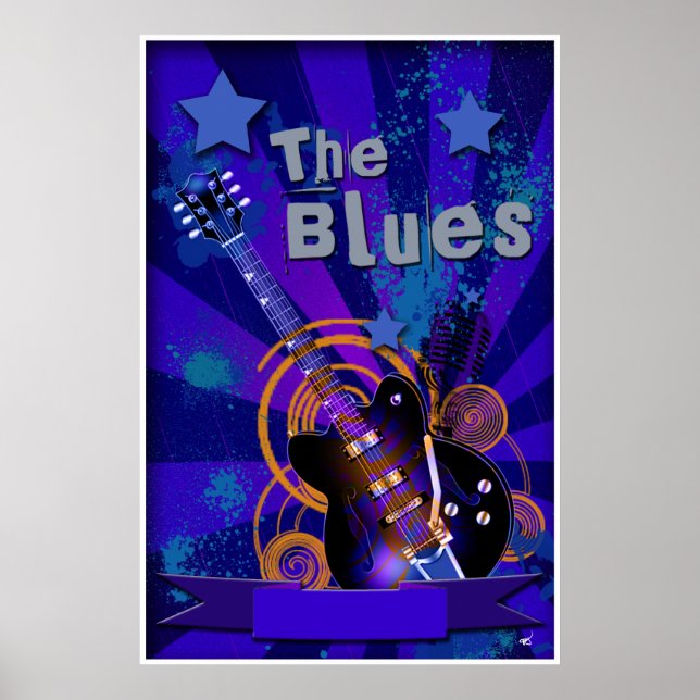Poster de Starburt de Violão Blues (Frente)