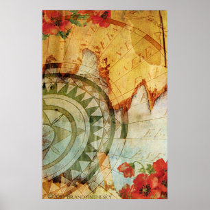 Poster de Steampunk do Antiquarian com compasso &