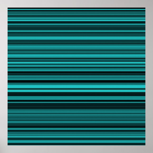 Poster de Stripes Negras Teais (Frente)