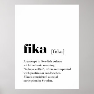 Poster de Suecia de café com definição de fika 