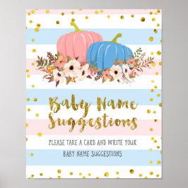 Poster de Sugestões do Nome da Pumpkin Rosa e Azul