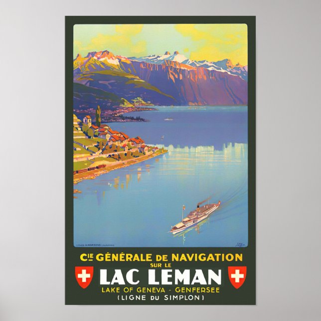 Poster de Suiça do lago Leman (Frente)