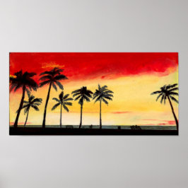 Poster de Sunset das Palm Trees de Praia Tropical 