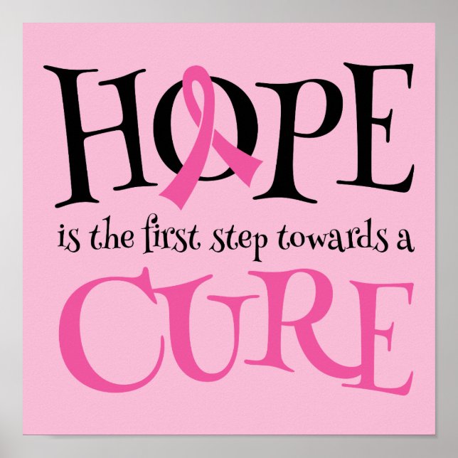 Poster de Suporte de Hope Cure do Cancer de Mama (Frente)