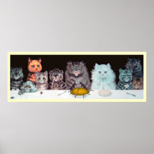 Poster de Suppertime dos gatos de Louis Wain do