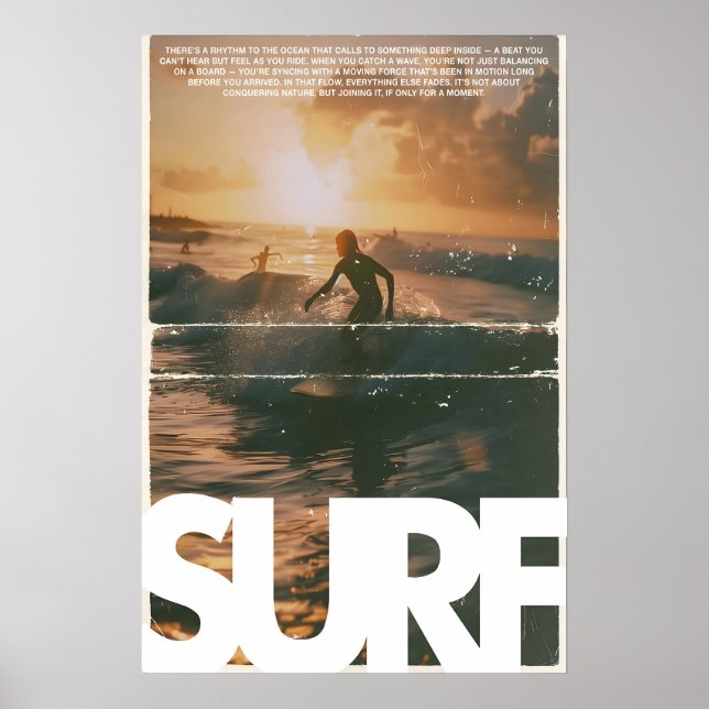 Pôster de Surf ao Pôr do Sol Arte de Impressão de  (Frente)
