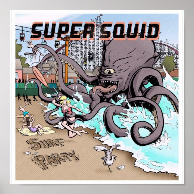 Poster de surf de 12x12 (Frente)