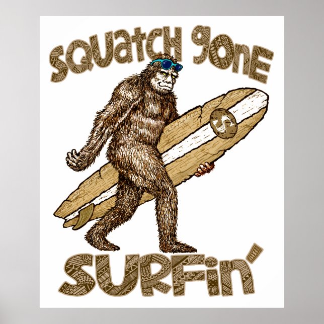 Poster de Surfe do Squatch (Frente)